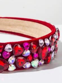 1 pieza Diadema retro de terciopelo de unicolor con banda ancha, decorada con gema en forma de corazón lujosa y dulce, accesorio esencial para el Día de San Valentín, adecuado para citas festivas, diadema, aro para el cabello, regalo de accesorios para el Día de San Valentín - Multicolor - Ver 11