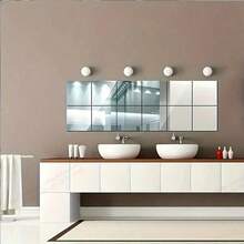 4/8/16pcs Traditional Style Acrylic Mirror Wall Stickers - Reusable Glitter Space Theme Frameless Full Length Mirrors, Suitable For Home Gym, Bedroom And Bathroom - Self-Adhesive, Shatterproof Plastic Surface Wall Decals For Art Decor - Multicolor - View 8