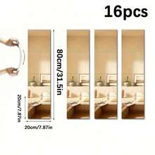 4/8/16pcs Traditional Style Acrylic Mirror Wall Stickers - Reusable Glitter Space Theme Frameless Full Length Mirrors, Suitable For Home Gym, Bedroom And Bathroom - Self-Adhesive, Shatterproof Plastic Surface Wall Decals For Art Decor - Multicolor - View 14