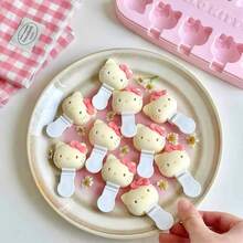 Sanrio Hello Kitty Silicone Ice Cube Tray With Lid, Cartoon Cat Theme, Flexible Rectangular, Suitable For Homemade Ice Cubes, Summer Camping, Kitchen & Holiday Essential