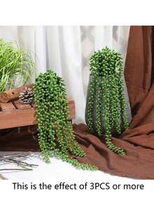 1pc Elegant Artificial Succulent - Realistic Beaded Hanging Greenery Plant, Suitable For Modern Home And Garden Decor, Wall Mounted Display, Indoor/Outdoor Use, Artificial Plant Desktop Decor - Green - View 4