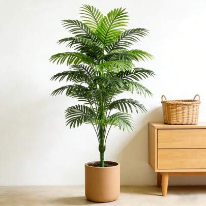 Palmeira artificial grande de 90 cm a 120 cm, plantas verdes simuladas, bambu de tartaruga de plástico, schefflera de folhas grandes, árvore de ferro falsa tropical, adequada para casa, escritório, festa, decoração externa, plantas falsas, decoração de outono, sala, mesa, decoração de jardim, coisas de decoração de sala, dia dos namorados, presente