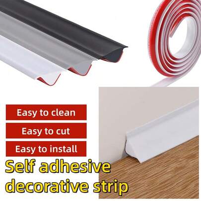 1 stuk 118,11 inch PVC muurstrip voor decoratieve zachte lijnen, zelfklevende decoratieve strip voor binnenhoeken, concave decoratieve lijn voor plafondplinten, eenvoudig te installeren voor sierlijsten, muurhoeken en plinten.