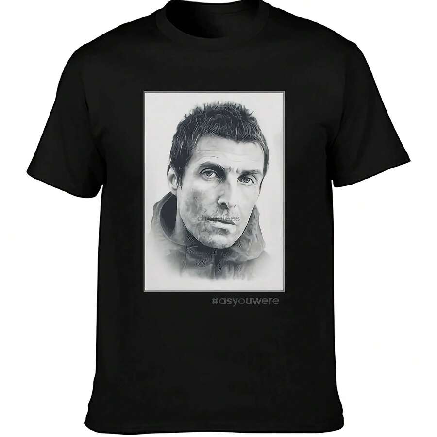 Camiseta con retrato de Liam Gallagher - Negro - View 1