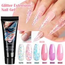 MEET ACROSS Bộ dụng cụ nối móng 5 món, gel nối móng poly nhiều màu sắc lấp lánh kèm dung dịch chống dính và hai khuôn, cọ vẽ móng, hoàn hảo cho người mới bắt đầu và làm móng tại nhà. - Nhiều màu - Xem 5