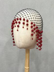 1pc Asymmetrical Pearl Embellished Headpiece With Rhinestones, Luxury Women Hair Accessory - Multicolor - View 16