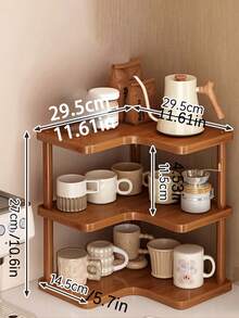 1 Multifunctional Corner Shelf, Bamboo Bathroom Rack, Freestanding Desktop Storage Cabinet, Toner And Cosmetics Organizer, Desktop Stationery Office Organizer, Stylish Decor Piece. Ideal For Dorm Rooms, Homes, Schools, Offices, And Other Desktop Organization Needs. Kitchen Countertop Organizer, Coffee Station, Kitchen Storage Rack, Coffee Station Organizer. - Brown - View 7