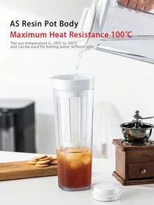 1pc Pink Green Brown White Cold Brew Coffee Maker, Iced Coffee Maker, Cold Brew Coffee And Tea Brewer, Easy Clean Mesh Filter (1L) - Multicolor - View 6