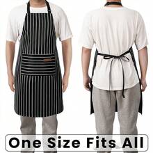 2 Pack Adjustable Bib Apron With 2 Pockets Chef CooFKing Kitchen Restaurant Aprons For Women Men,Red/FFBlackssstripes - Red/FBlacksstripes - View 7
