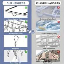 1pc Stainless Steel Clothes Hanger Clips, Multi-Functional Windproof Hanging Hooks For Skirts, Socks, Jeans, Pants, Dresses, Suitable For Home, Hotel, Dorm, School, Clothing Store - Perak - View 6