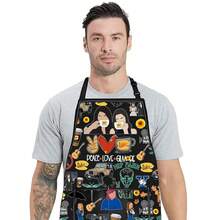 WZMPA Luke's Diner Kitchen Apron Luke's Diner Lover Gift Peace Love Gil Adjustable Apron For BaFKing Grilling,PeaceLoveGilBlAp - PeaceLoveGilBlAp - View 8