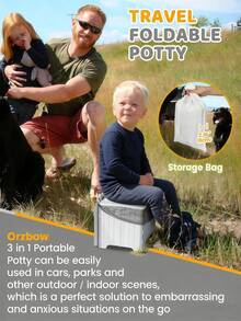 1pc Portable Foldable Toddler Travel Potty Seat With Storage Bag, Suitable For Boys & Girls 18 Months+, Includes Disposable Potty Liners - Essential For Toddler Travel, Grey