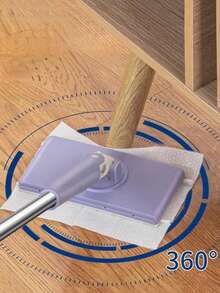 1pc Mini Clip Mop With Automatic Cloth Change, 360° Rotating Head, Push-Pull Handle Design, Includes 10 Replacement Cloths, Suitable For Kitchen And Bathroom Cleaning - Multicolor - View 3