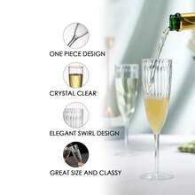 PUREDOVE 2/6/12pcs Clear Champagne Glasses Plastic - 170ml/6oz Clear Reusable Champagne Glasses Party Supplies,For Wedding/Birthday/Party - 透明 - 查看 6