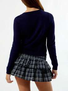Womens Cardigan Sweaters Round Neck Long Sleeve Lightweight Button Down Sweater 2026 Spring Knit Tops - Blue - View 5