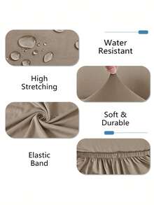 1件装纯色乳胶弹力沙发套，现代四季一体式全包覆沙发套，宠物友好型可机洗沙发保护套，宠物友好型家居装饰，适用于单人、双人、三人、四人沙发 - 淺駝咖 - 查看 10