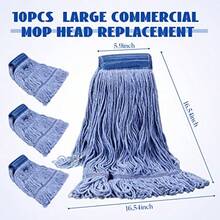 10 Pack 24oz Mop Head Replacement Commercial Cleaning Mop Head Wet String Heavy Duty Cotton Industrial Mophead For Floor Cleaning - như hình ảnh - Xem 2