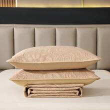 3 PiecesPolyester Peris Embossed Bedspread Set, [2 Pillow Shams, No Pillow Inserts], Stain-Resistant, Suitable For Living Room, Bedroom, Hotel - Camel - View 10