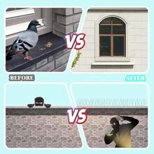 柔性不锈钢防鸟刺，带塑料底座，用于阻止小型鸟类栖息在屋顶、栅栏、邮箱、窗户等处。