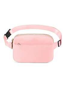 运动腰包/斜挎包，可装手机，适合跑步、徒步、骑行、健身等场合，尼龙材质，时尚休闲简约，男女通用，学生适用。 - 粉色 - 查看 4