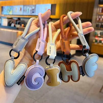 Padded PU Leather 26 English Letter Keychain Delicate & Cute Leather Small Gift Keychain Pendant Bag Accessory Bag Charm Purse Charm Keyring