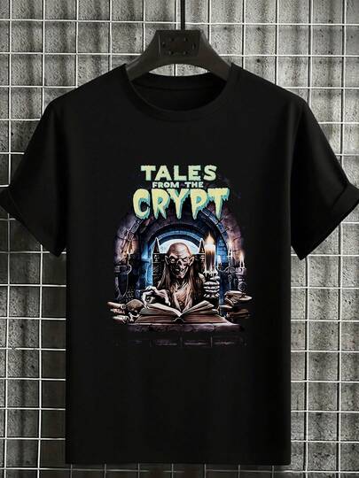 1PC Men's Plus Size Tales From The Crypt Horror Storyteller T-Shirt Gothic Dark Fantasy Design