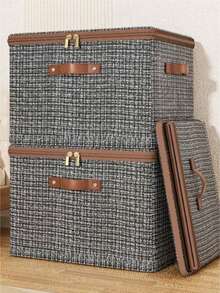 1 Peça Caixa de Armazenamento com Zíper e Tampa - Grande Capacidade - Adequada para Roupas, Itens Domésticos e Armazenamento de Quarto - À Prova de Poeira, À Prova de Umidade, Sem Necessidade de Instalação - Aplicável para Sala de Estar, Quarto, Despensa e Interior de Guarda-Roupa - Multicolorido - Visão 2