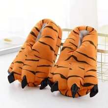 Winter Warm Soft Indoor Floor Slippers Women Men Shoes Paw Funny Animal Christmas Monster Dinosaur Claw Plush Home Random Lining - Màu đỏ, cỡ dành cho trẻ em. - Xem 6