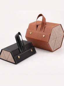 1个可折叠眼镜收纳盒，2/3/4/5格黑色便携式旅行眼镜盒，多功能眼镜整理器，可悬挂于客厅、卧室，保持眼镜整洁。 - 棕色 - 查看 4