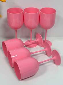 1/6/10/15/20个装 16盎司/480毫升 不易碎塑料葡萄酒杯 - 可重复使用的香槟鸡尾酒杯，多色高脚杯，适用于婚礼、派对、生日、家庭聚会和餐厅，白色/黑色优雅饮具 - 玫瑰紅 - 查看 11