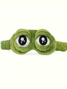 1个可爱青蛙睡眠眼罩，采用萌趣青蛙眼睛和耳朵设计 - 柔软舒适的眼罩，适合旅行、小憩、夜间睡眠 - 舒缓眼部防护罩，S码（轻薄不臃肿） - 彩色 - 查看 4