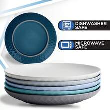 Plates Set Of 6/ Modern Plate Set Made Of Ceramic/Stoneware - Palmanova Collection Ocean Blue 26 Cm - OceanBlue - View 5