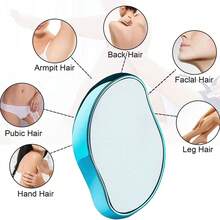 1Pcs Portable Hair Removal Device, Manual Crystal Hair Removal Device, Reusable Nano Glass, Available In Multiple Colors, Easy To Clean, Perfect For Soft And Silky Skin, Skin Exfoliation - Màu xanh lam - Xem 2