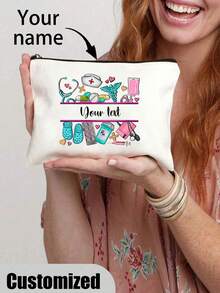 Customized Medical Storage Bag ,Toiletry Bag, Cosmetics Storage Bag,Multifunctional Storage Bag- Custom Your Name, Perfect For Nhs Thank You, New Grad, Hospital Staff & Medical Students Gifts,Nurse Cosmetic Makeup Bag Nurse Practitioner Gift Np Graduation Gift Zipper Pouch Bag For Nursing Student Teacher - Beige - View 14