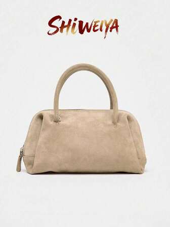 女士绒面保龄球包、波士顿手提包、单肩包、手提旅行大学工作手提包