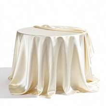1 chiếc khăn trải bàn tròn màu trắng bóng, đường kính 228cm, thích hợp cho đám cưới và tiệc tùng - đa năng dùng để trang trí bàn ăn, lễ hội, khách sạn hoặc làm phông nền. - sữa - Xem 2