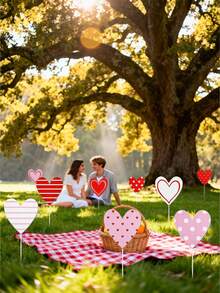 6个特大号红色、粉色、白色心形情人节装饰品，可爱心形装饰，适合用作情人节树顶装饰、家居和婚礼装饰 - 彩色 - 查看 6