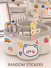 1个可爱旋转笔筒，超大容量多功能桌面文具收纳盒，旋转办公桌整理器 - 多隔层文具收纳盒，耐用PP材质，儿童房必备收纳用品 - 彩色 - 查看 7