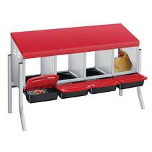 Techigher Chicken Nesting Boxes, 3/4 Hole Metal Chicken Egg Laying Box With Pull-Out Trays And Rollout Egg Collection For ChickenCoop - Red With Metal Legs, 4 Holes - View 10