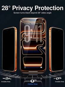 2 Stücke Anti-Spion gehärtetes Glas Bildschirmschutz, Vollflächenschutz, kompatibel mit iPhone 17 Pro Max/17 Pro/17 Air/16/15/14/13/12/11, transparent, wasserdicht, stoßfest, kratzfest, abweisend gegen Fingerabdrücke, unverzichtbar für täglichen, Büro- und Heimgebrauch, Bildschirmschutz-Grundausstattung, geeignet für täglichen Schutz, Büro, Zuhause, Handy-Zubehör Datenschutz-Bildschirmschutz, stoßfest, kratzfest - Schwarz - Übersicht 4