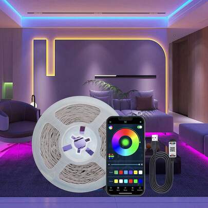 Flexible Smart LED Strip Lights, App Controlled, USB Powered, Multiple Sizes Available. Ideal For Indoor Lighting And Decoration.