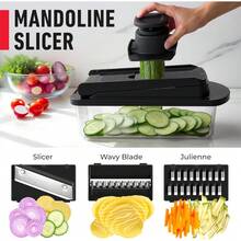 Mueller Pro-Series 10-In-1, 8 Blade Vegetable Chopper, Mandoline Slicer, Onion Mincer, Cutter, Dicer, Veggie Chopper With Container, Kitchen Essentials & Gadgets, House Warming Gifts New Home, Black - 黑色 - 查看 2