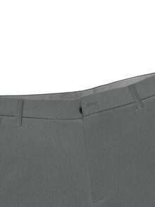 男士休闲修身纯色斜插口袋宽松西装裤，百搭商务正装裤，日韩时尚 - 灰色 - 查看 3