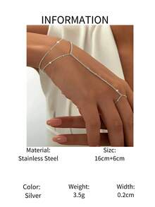 1 件不锈钢简约手链和手指链设计配件（随机小珠子） - 銀色 - 查看 4