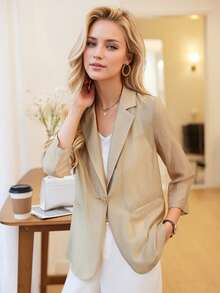 2025新款轻薄七分袖女士西装外套，夏季时尚高端防晒外套 - 香檳色 - 查看 3