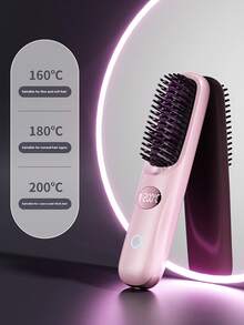 2025 新款 LCD USB 可充电陶瓷加热直发梳，无线便携式卷发器和直发器组合 - 彩色 - 查看 11