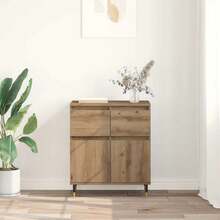 Larryhot Credenza con cassetto Rovere artigianale 60 x 35 x 70 cm,Robusto e durevole, facile da montare, la scelta ideale per l'arredamento della casa - Castano - Visualizzare 4