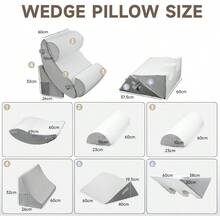 6PCS Bed Wedge Pillow Set For Sleeping Reading Pillow With 40D Memory And High Destiny Foam Orthopedic Support For Head/Back/Leg/Knee Post-Surgery And Reading Relief Adjustable Height - White - View 2