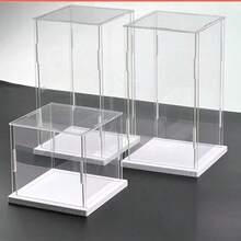 1pc Transparent Acrylic Display Case - Dust-Proof Storage Box, Suitable For Figurines, Models, Dolls - Art Collection Display Shelf - White - View 7