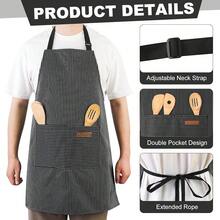 2 Pack Kitchen CooFKing Aprons, Adjustable Bib Chef Apron With 2 Pockets For Women Men, For CooFKing, Cleaning,Black+Grey - 黑色+灰色 - 查看 4